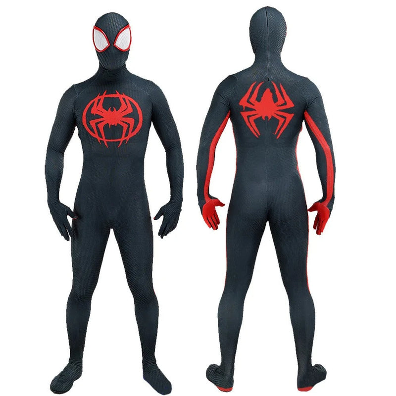 Fantasia Cosplay Miles Morales Aranhaverso 2 Filme Traje Luxo com Lentes