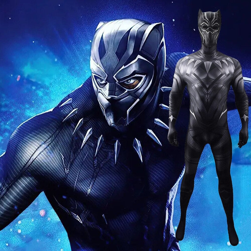 Fantasia Pantera Negra Completa + Máscara Cosplay Filme Traje Luxo Profissional Adulto e Infantil