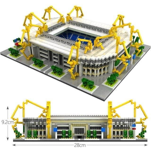 Blocos De Construção Estádio 380 Peças Blocos - edu - 026 VF Villa Kids Branco Com Amarelo 