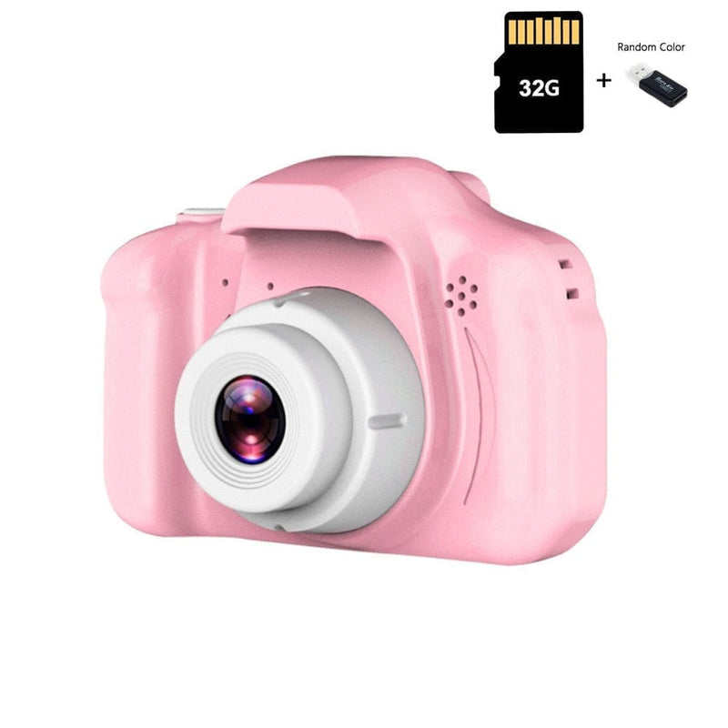 Câmera Digital Infantil PRO Resistente + Cartão 32G Câmera - brin - 068 VF Villa Kids Rosa 32G 