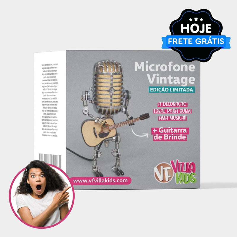 [EDIÇÃO LIMITADA] Microfone Vintage + Guitarra de Brinde microfone - brin - 237 VF Villa Kids 