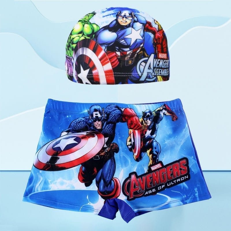 Kit Natação Marvel natação-vest-141 VF Villa Kids Touca + Sunga Avengers M 