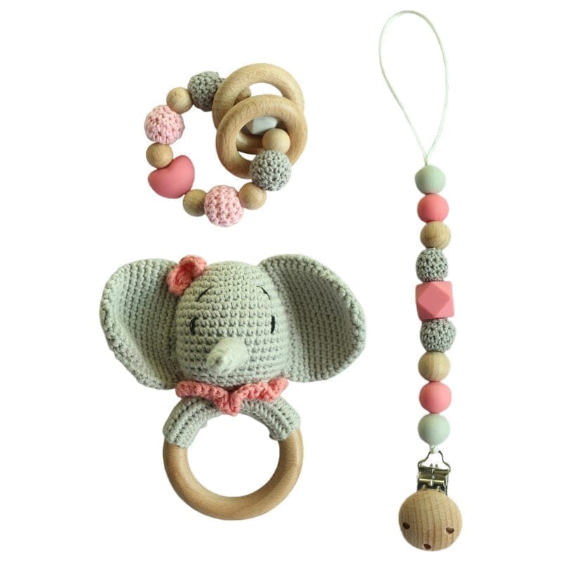 Kit Primeiros Brinquedos - Montessori Para Meninos e Meninas Montessori -edu-143 VF Villa Kids Elefante rosa A 