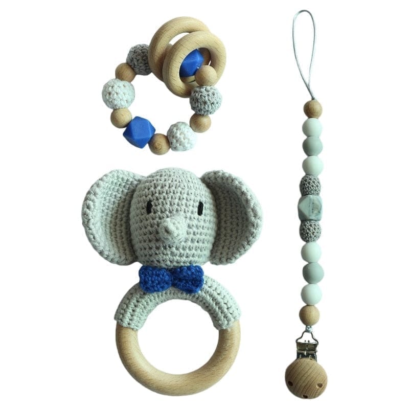 Kit Primeiros Brinquedos - Montessori Para Meninos e Meninas Montessori -edu-143 VF Villa Kids Elefante azul A 