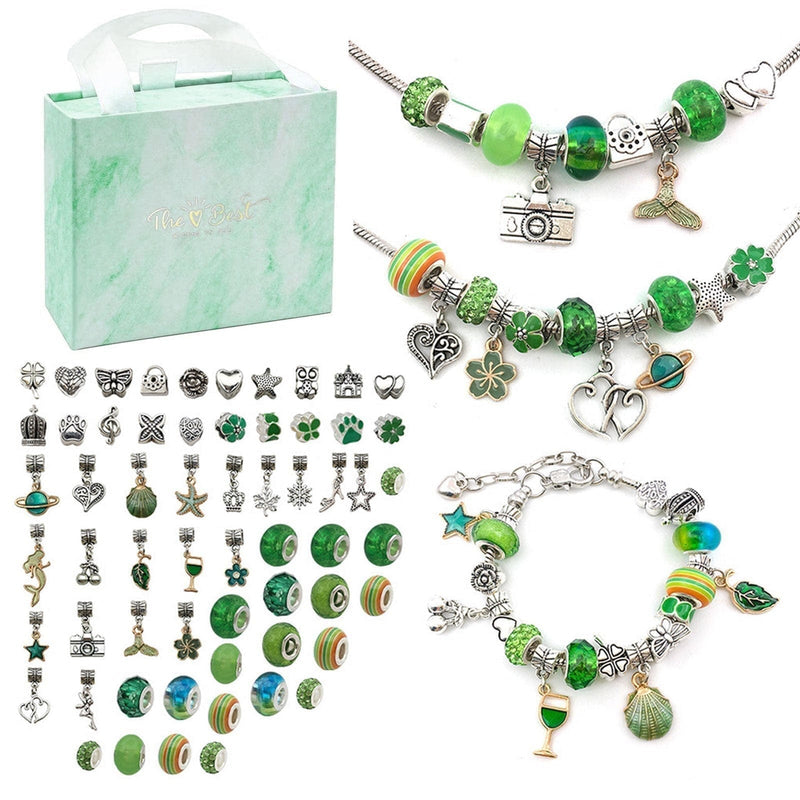 Kit Pulseiras e Berloques DIY em Prata - 64 Peças Pulseira-brin-144 Kidslandia Mundo Verde 