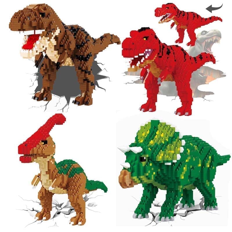Lego de Montar - Mundo dos Dinossauros - VF Villa Kids - Lego de Montar-bri-296 - Villa Kids - T REX - Vermelho - -