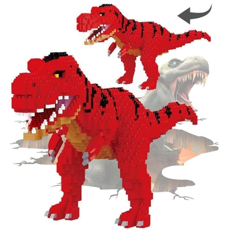 Lego de Montar - Mundo dos Dinossauros Lego de Montar-bri-296 Villa Kids T REX - Vermelho 