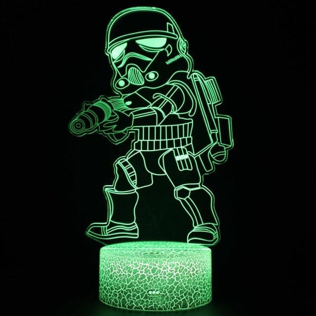 Luminária de Mesa Led 3D Star Wars Luminária -brin - 153 VF Villa Kids Stormtrooper 2 Base 7 cores 