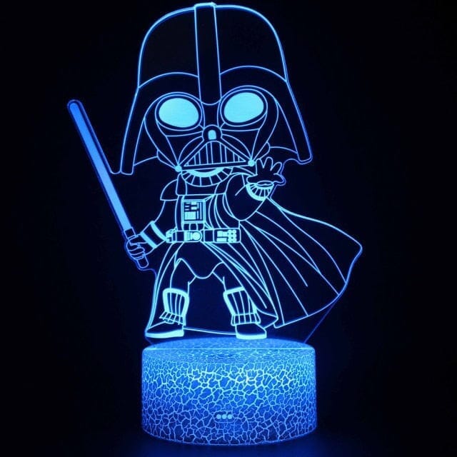 Luminária de Mesa Led 3D Star Wars Luminária -brin - 153 VF Villa Kids Darth Vader 4 Base 7 cores 