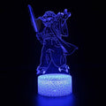 Luminária de Mesa Led 3D Star Wars Luminária -brin - 153 VF Villa Kids Yoda com Espada Base 7 cores 