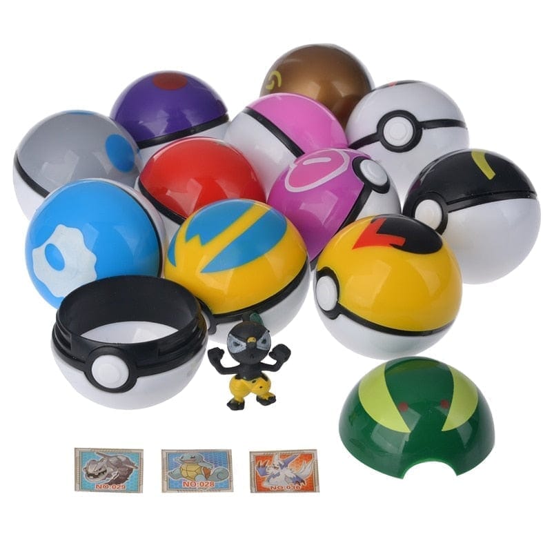 Pokebola Kit C/12 Pçs com Miniatura de Pokémon dentro Pokebola - -brin-196 VF Villa Kids 