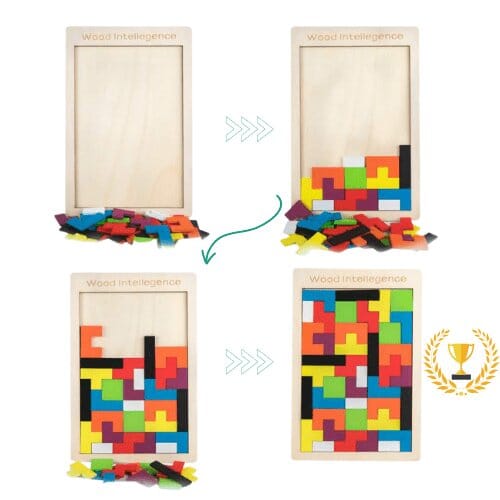 Tetris 3D - Quebra-cabeça colorido de Madeira Original Quebra-cabeça-edu-318 VF Villa Kids 