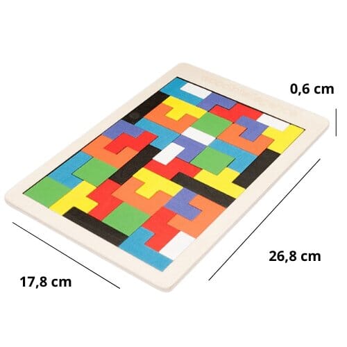 Tetris 3D - Quebra-cabeça colorido de Madeira Original Quebra-cabeça-edu-318 VF Villa Kids 