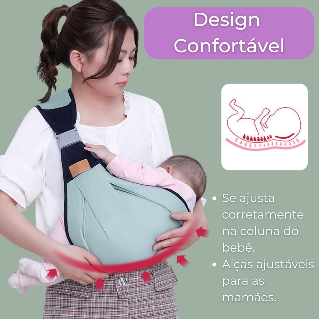 Pais carregando bebê no suporte canguru