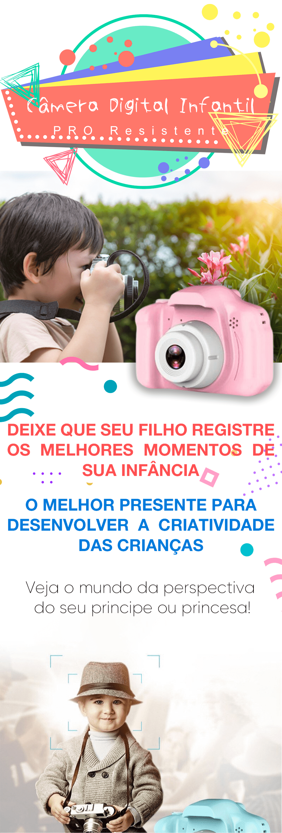 Câmera Digital Infantil PRO Resistente + Cartão 32G